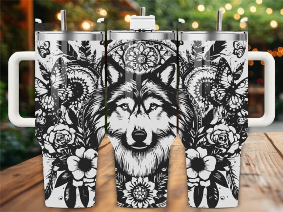 Floral Wolf Tumbler Wrap Design Review