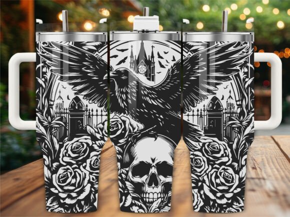 Skull Raven Rose Laser Engraving Tumbler Review